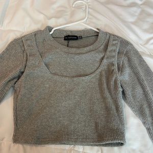 Pretty Little Thing Grey Cropped Sweater